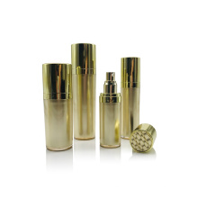 Nuevo diseño de oro Silver Round Plastic Recipe Bomba cosmética Botella acrílica y jarra de crema